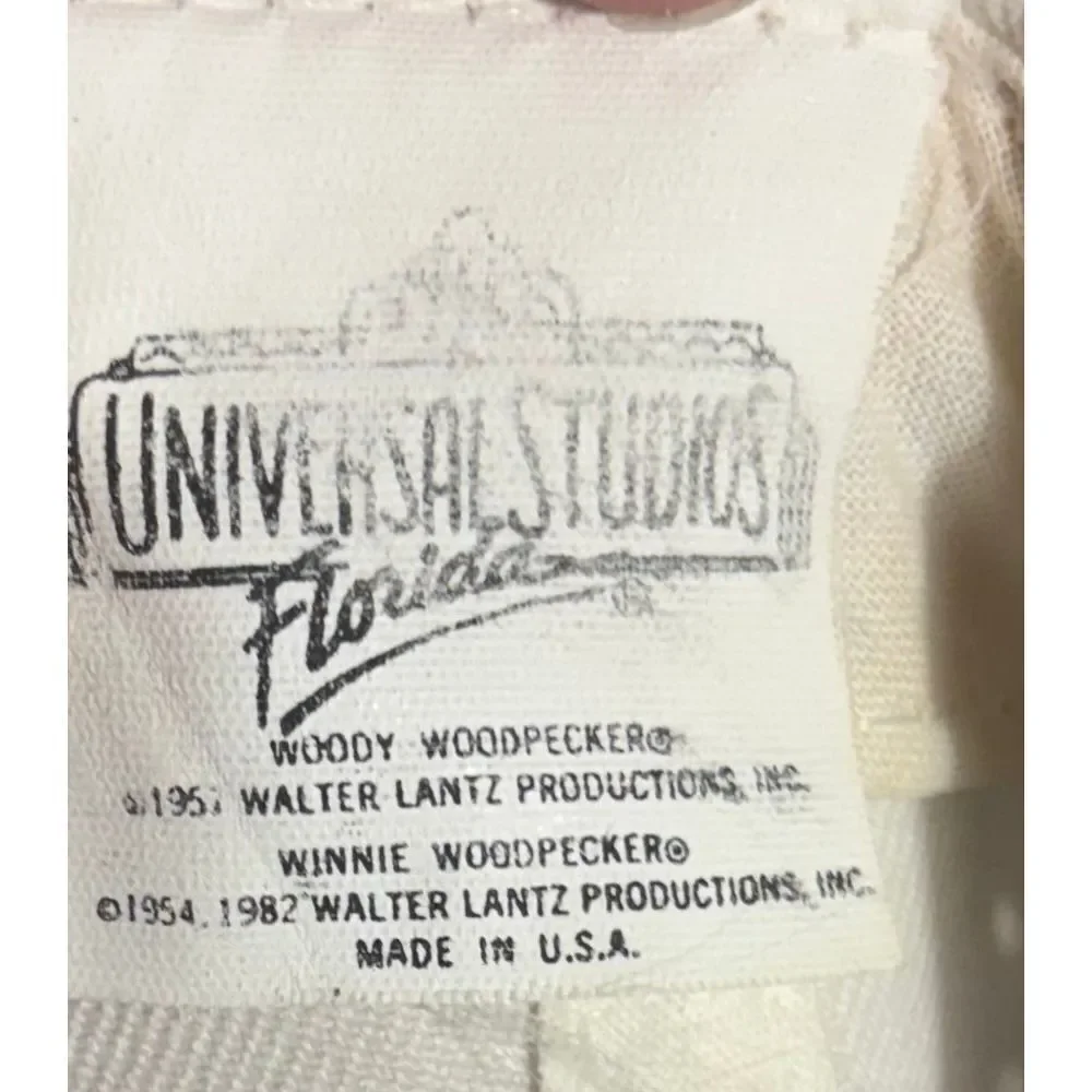Vintage Woody Woodpecker Hat Cartoon Cap Universal Studios Red and White FLAW
